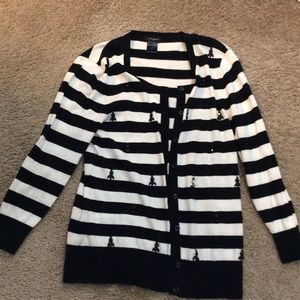 Black and white striped cardigan